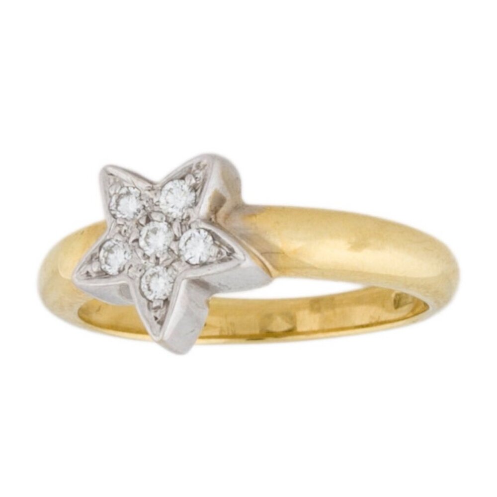 ROBERTO COIN 18K 750 YELLOW GOLD DIAMOND STAR RING - Picture 2 of 9